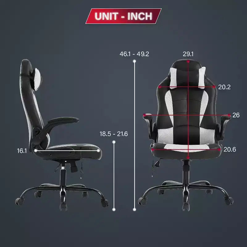 BestMassage Sedia da Gaming Sedia da Scrivania per Computer con Supporto Lombare, Rivestimento e Base Girevole su Rotelle per Giochi su PC e Uso Direzionale