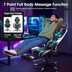 Douxlife Sedia da Gaming Ergonomica Moderna con Massaggio a 7 Punti, Poggiapiedi e Braccioli Regolabili Bianco Nero