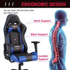 BestMassage Sedia Gaming Sedia da Ufficio con Supporto Lombare Poggiatesta Braccioli e Sedia Girevole con Rotelle per PC Gamer