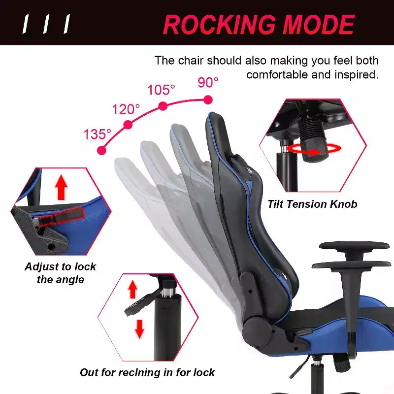 BestMassage Sedia Gaming Sedia da Ufficio con Supporto Lombare Poggiatesta Braccioli e Sedia Girevole con Rotelle per PC Gamer