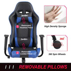 BestMassage Sedia Gaming Sedia da Ufficio con Supporto Lombare Poggiatesta Braccioli e Sedia Girevole con Rotelle per PC Gamer