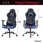 BestMassage Sedia Gaming Sedia da Ufficio con Supporto Lombare Poggiatesta Braccioli e Sedia Girevole con Rotelle per PC Gamer