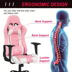BestMassage Sedia Gaming Sedia da Ufficio con Supporto Lombare Poggiatesta Braccioli e Sedia Girevole con Rotelle per PC Gamer