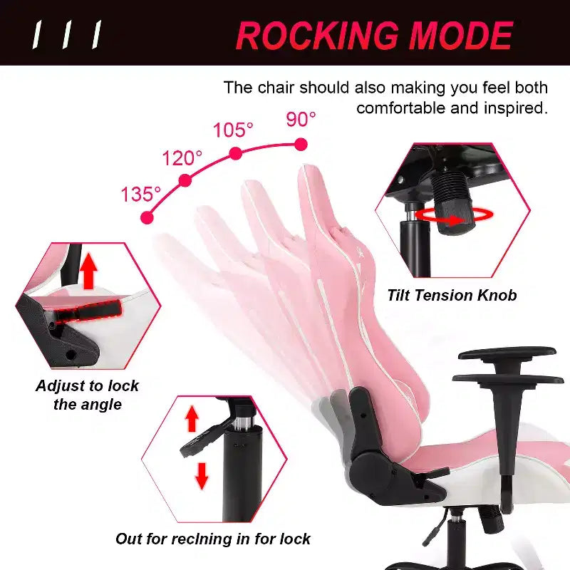 BestMassage Sedia Gaming Sedia da Ufficio con Supporto Lombare Poggiatesta Braccioli e Sedia Girevole con Rotelle per PC Gamer