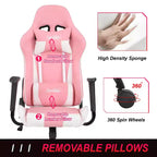 BestMassage Sedia Gaming Sedia da Ufficio con Supporto Lombare Poggiatesta Braccioli e Sedia Girevole con Rotelle per PC Gamer