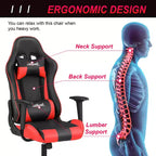 BestMassage Sedia Gaming Sedia da Ufficio con Supporto Lombare Poggiatesta Braccioli e Sedia Girevole con Rotelle per PC Gamer