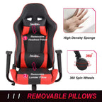 BestMassage Sedia Gaming Sedia da Ufficio con Supporto Lombare Poggiatesta Braccioli e Sedia Girevole con Rotelle per PC Gamer