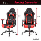 BestMassage Sedia Gaming Sedia da Ufficio con Supporto Lombare Poggiatesta Braccioli e Sedia Girevole con Rotelle per PC Gamer