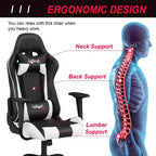 BestMassage Sedia Gaming Sedia da Ufficio con Supporto Lombare Poggiatesta Braccioli e Sedia Girevole con Rotelle per PC Gamer