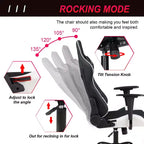 BestMassage Sedia Gaming Sedia da Ufficio con Supporto Lombare Poggiatesta Braccioli e Sedia Girevole con Rotelle per PC Gamer