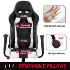 BestMassage Sedia Gaming Sedia da Ufficio con Supporto Lombare Poggiatesta Braccioli e Sedia Girevole con Rotelle per PC Gamer
