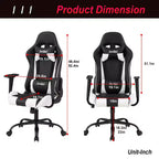 BestMassage Sedia Gaming Sedia da Ufficio con Supporto Lombare Poggiatesta Braccioli e Sedia Girevole con Rotelle per PC Gamer