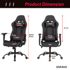 BestMassage Sedia Gaming Sedia da Ufficio con Supporto Lombare Poggiatesta Braccioli e Sedia Girevole con Rotelle per PC Gamer