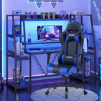 BestMassage Sedia Gaming Sedia da Ufficio con Supporto Lombare Poggiatesta Braccioli e Sedia Girevole con Rotelle per PC Gamer