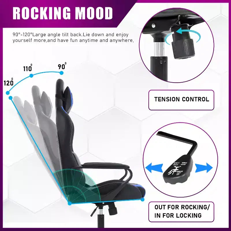 BestMassage Sedia da Gaming Sedia da Ufficio Sedia da Computer con Braccioli Girevole a 360° Supporto Lombare Sedia Direzionale Ergonomica per Adulti