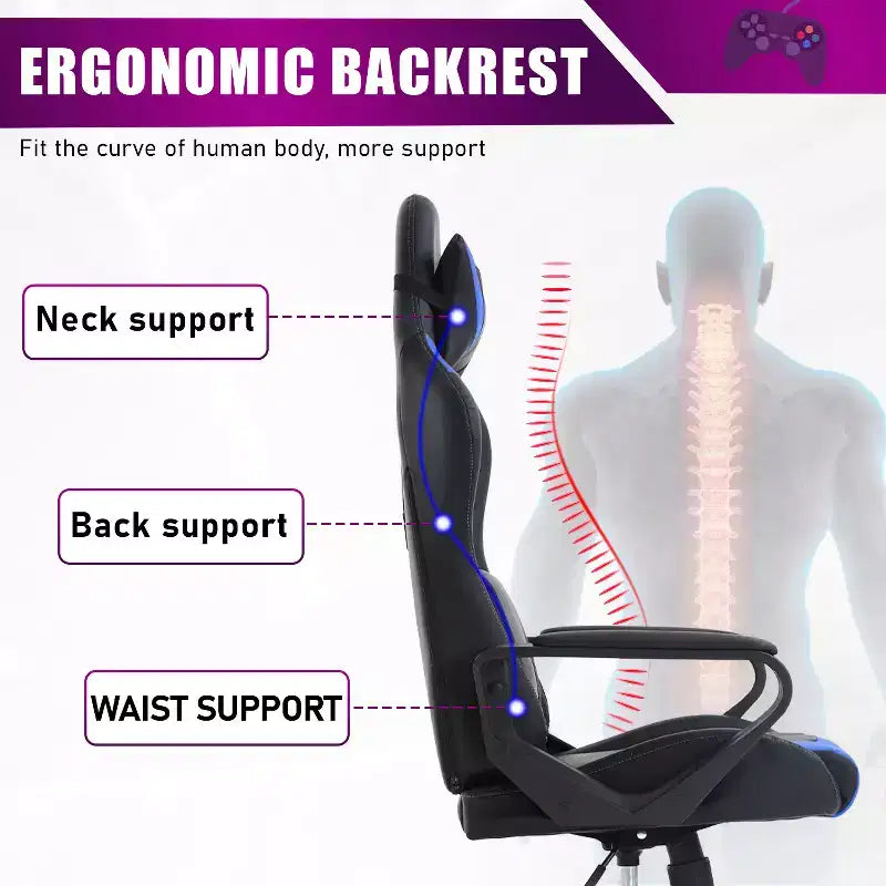 BestMassage Sedia da Gaming Sedia da Ufficio Sedia da Computer con Braccioli Girevole a 360° Supporto Lombare Sedia Direzionale Ergonomica per Adulti