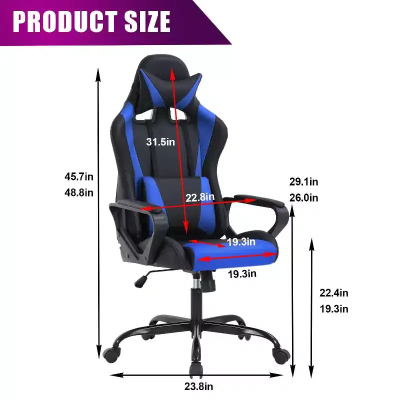 BestMassage Sedia da Gaming Sedia da Ufficio Sedia da Computer con Braccioli Girevole a 360° Supporto Lombare Sedia Direzionale Ergonomica per Adulti