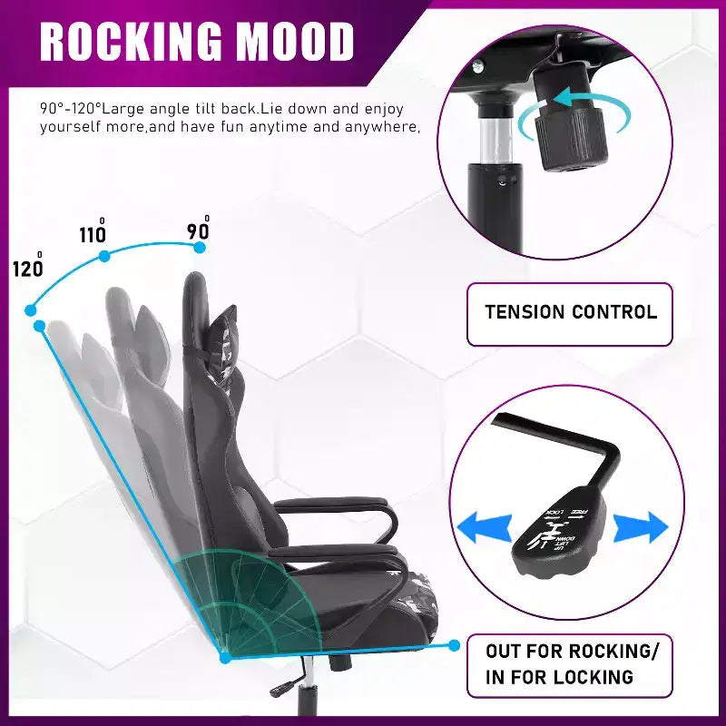 BestMassage Sedia da Gaming Sedia da Ufficio Sedia da Computer con Braccioli Girevole a 360° Supporto Lombare Sedia Direzionale Ergonomica per Adulti