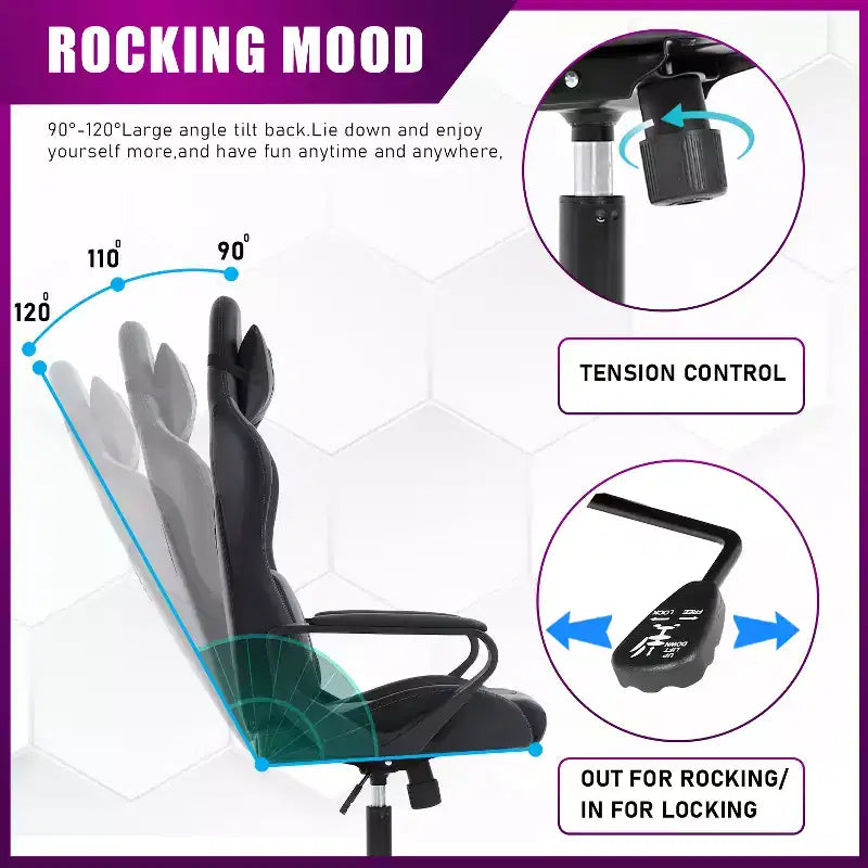 BestMassage Sedia da Gaming Sedia da Ufficio Sedia da Computer con Braccioli Girevole a 360° Supporto Lombare Sedia Direzionale Ergonomica per Adulti