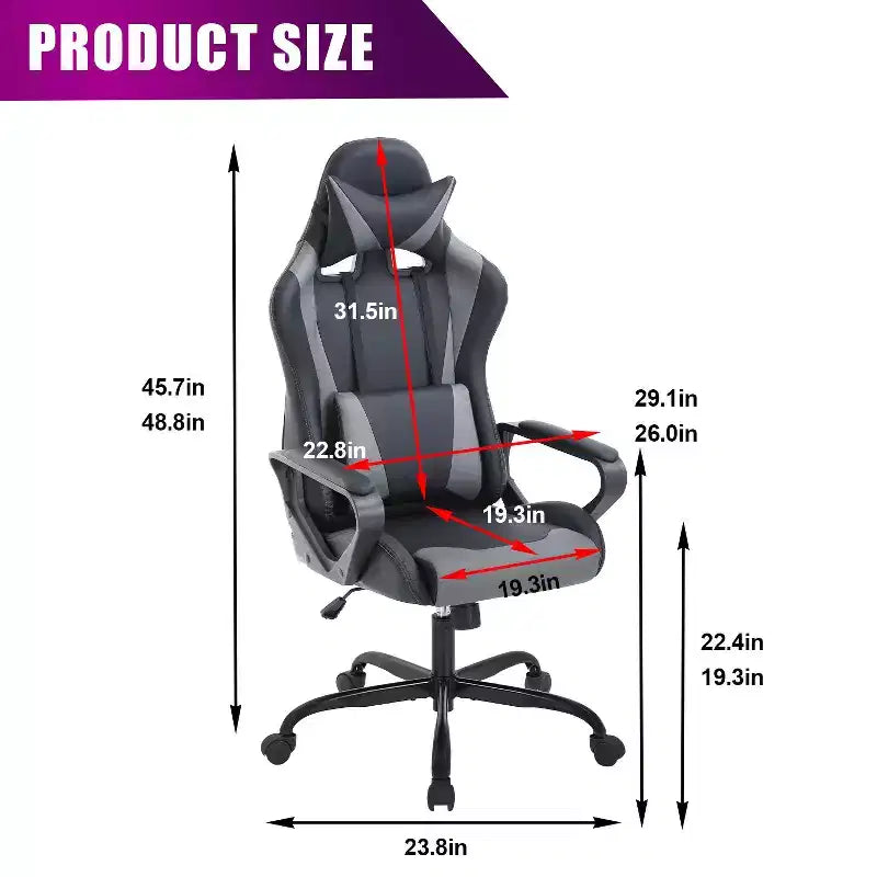 BestMassage Sedia da Gaming Sedia da Ufficio Sedia da Computer con Braccioli Girevole a 360° Supporto Lombare Sedia Direzionale Ergonomica per Adulti