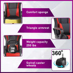 BestMassage Sedia da Gaming Sedia da Ufficio Sedia da Computer con Braccioli Girevole a 360° Supporto Lombare Sedia Direzionale Ergonomica per Adulti