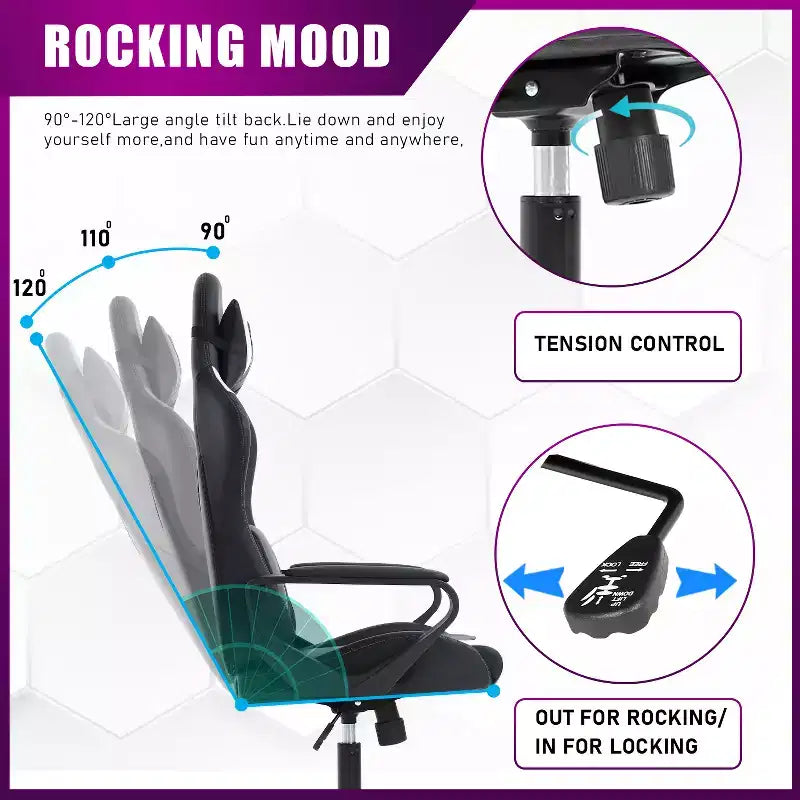 BestMassage Sedia da Gaming Sedia da Ufficio Sedia da Computer con Braccioli Girevole a 360° Supporto Lombare Sedia Direzionale Ergonomica per Adulti