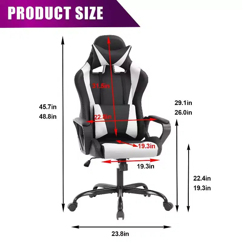 BestMassage Sedia da Gaming Sedia da Ufficio Sedia da Computer con Braccioli Girevole a 360° Supporto Lombare Sedia Direzionale Ergonomica per Adulti