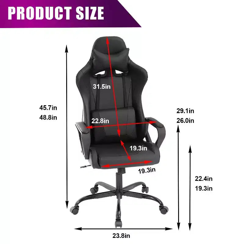 BestMassage Sedia da Gaming Sedia da Ufficio Sedia da Computer con Braccioli Girevole a 360° Supporto Lombare Sedia Direzionale Ergonomica per Adulti