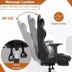 BestMassage Sedia da Gaming Racing da Ufficio con Funzione Massaggio Supporto Lombare in Pelle PU per Adulti