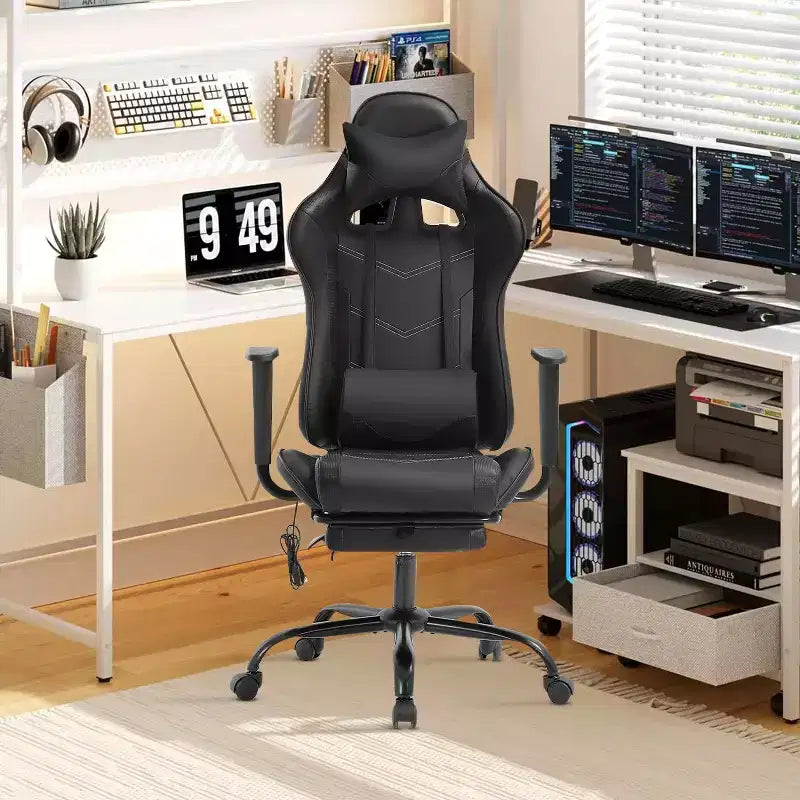 BestMassage Sedia da Gaming Racing da Ufficio con Funzione Massaggio Supporto Lombare in Pelle PU per Adulti