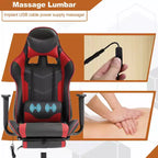 BestMassage Sedia da Gaming Racing da Ufficio con Funzione Massaggio Supporto Lombare in Pelle PU per Adulti