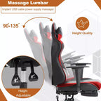 BestMassage Sedia da Gaming Racing da Ufficio con Funzione Massaggio Supporto Lombare in Pelle PU per Adulti