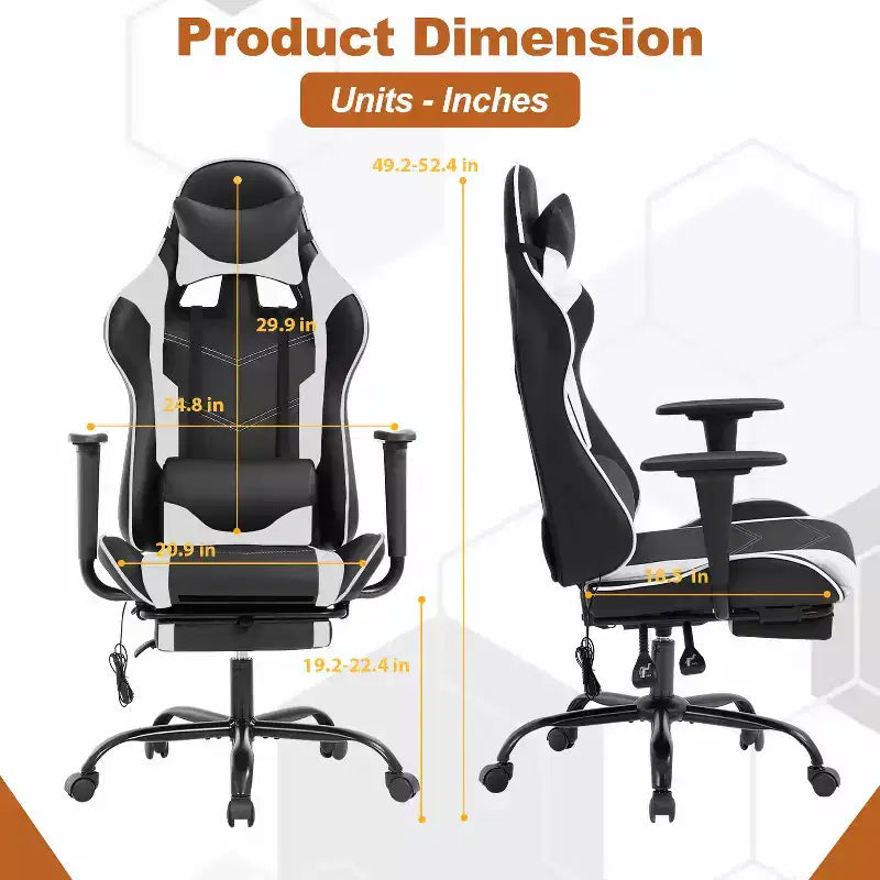BestMassage Sedia da Gaming Racing da Ufficio con Funzione Massaggio Supporto Lombare in Pelle PU per Adulti