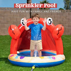 Piscine gonflable Joyfy Baby Pool avec arroseur, Piscine pour enfants Crabe Splash, Piscine gonflable pour bébé avec auvent, Jouets aquatiques d'été pour bébé en extérieur