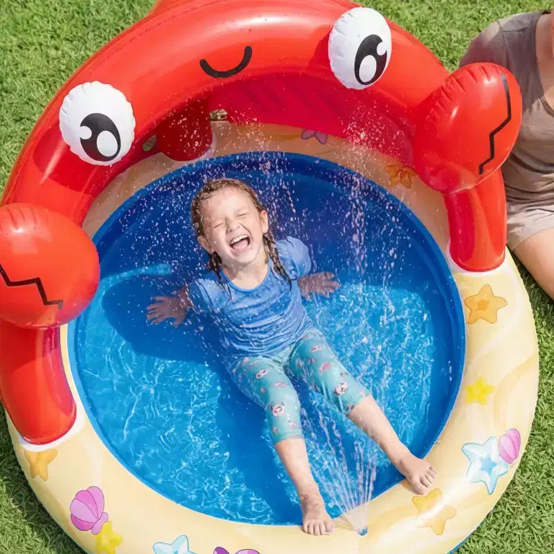 Piscine gonflable Joyfy Baby Pool avec arroseur, Piscine pour enfants Crabe Splash, Piscine gonflable pour bébé avec auvent, Jouets aquatiques d'été pour bébé en extérieur
