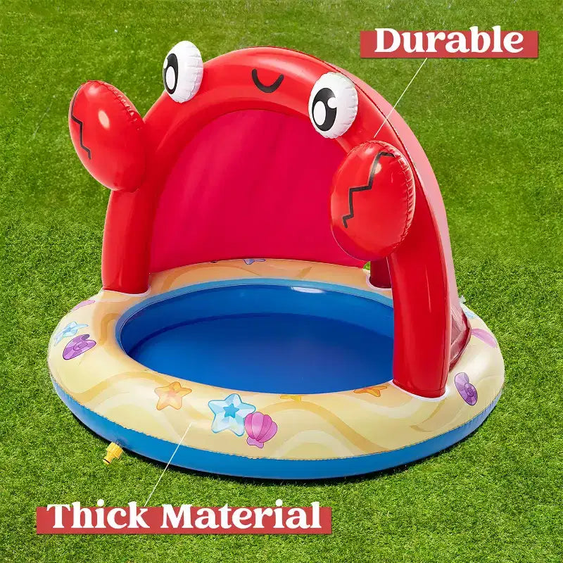 Piscine gonflable Joyfy Baby Pool avec arroseur, Piscine pour enfants Crabe Splash, Piscine gonflable pour bébé avec auvent, Jouets aquatiques d'été pour bébé en extérieur