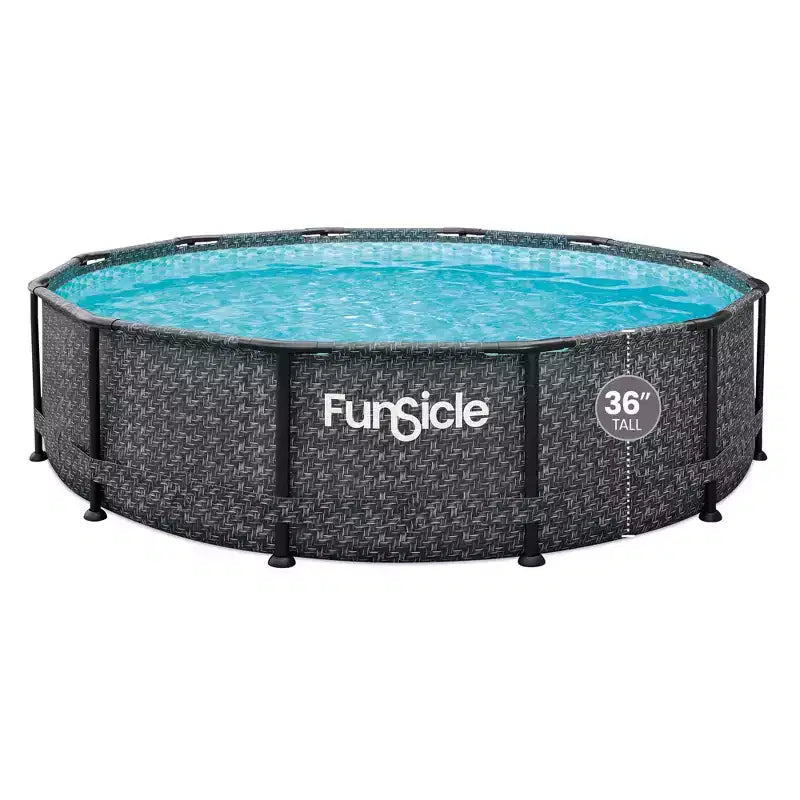 Funsicle Oasis Designer 12' x 36 Round Above Ground Swimming Pool Set with 2-in-1 Filter Pump & Ladder - Easy Setup for Backyard Fun