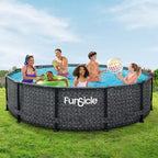 Piscine hors-sol ronde Funsicle Oasis Designer de 3,66 m x 91 cm avec pompe de filtration 2-en-1 et échelle – Installation facile pour s'amuser dans le jardin