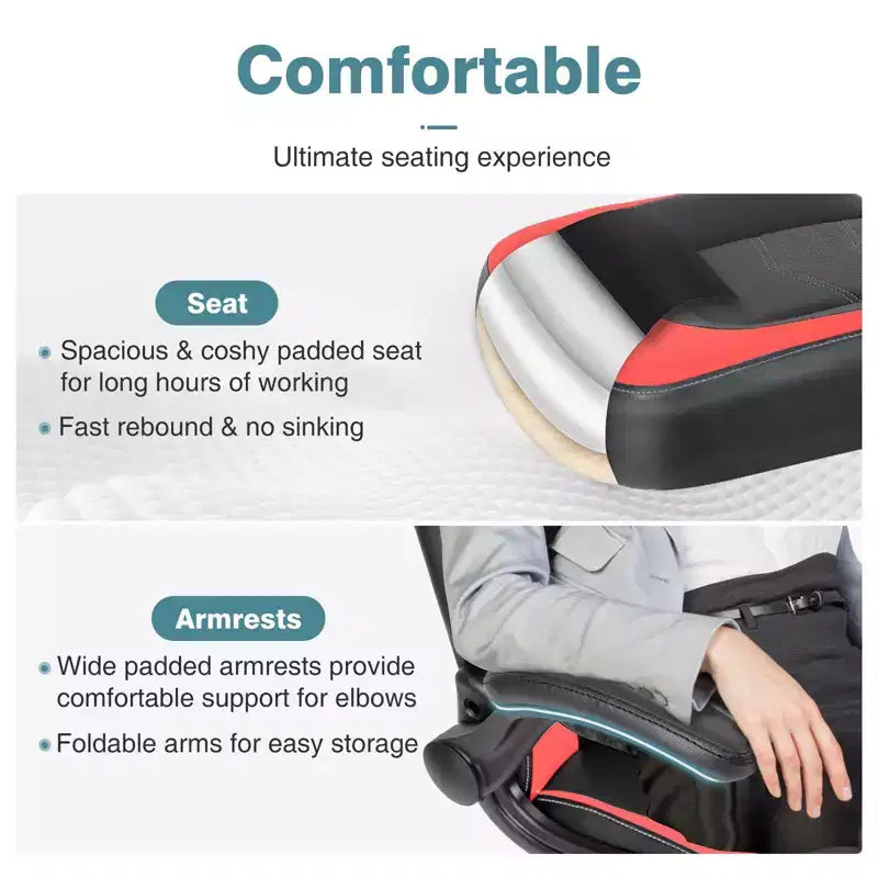FIRNEWST Next - Level Gaming Comfort: Sedia Ergonomica in Pelle PU con Braccioli Ribaltabili Regolabili