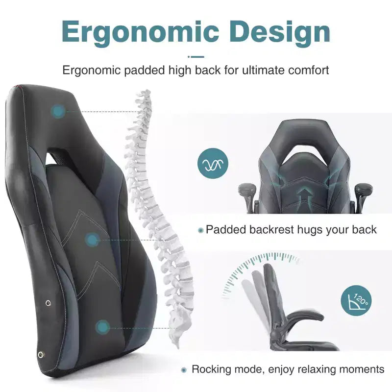 FIRNEWST Next - Level Gaming Comfort: Sedia Ergonomica in Pelle PU con Braccioli Ribaltabili Regolabili