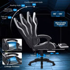 Fauteuil de massage et de jeu extra-large Hoffree, Fauteuil de bureau ergonomique pour PC avec repose-pieds et réglable
