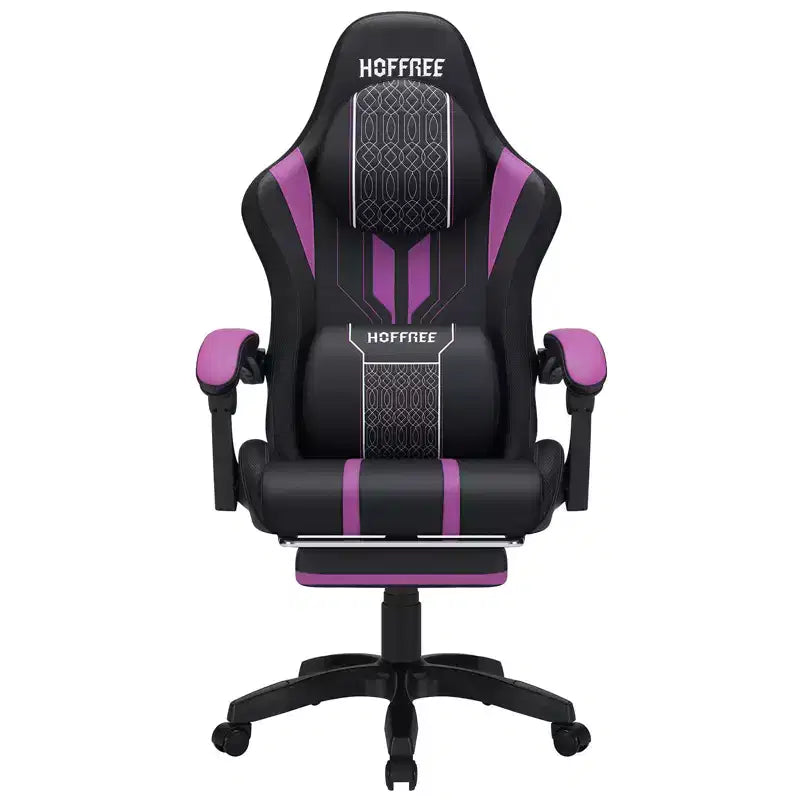 Fauteuil de massage et de jeu extra-large Hoffree, Fauteuil de bureau ergonomique pour PC avec repose-pieds et réglable