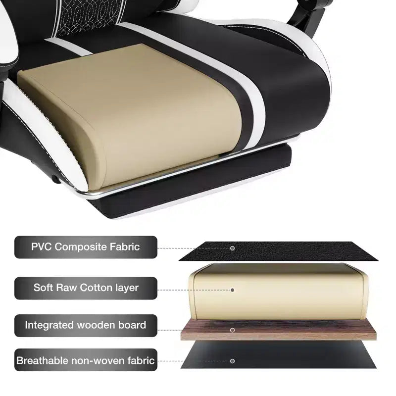 Fauteuil de massage et de jeu extra-large Hoffree, Fauteuil de bureau ergonomique pour PC avec repose-pieds et réglable