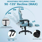 Sedia da Gaming Ergonomica da Ufficio PC Hoffree in Pelle con Massaggio, Poggiapiedi e Regolabile