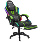 Chaise de jeu massante extra large Hoffree, chaise de bureau PC ergonomique avec haut-parleur Bluetooth et lumière RVB