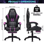 Chaise de jeu massante extra large Hoffree, chaise de bureau PC ergonomique avec haut-parleur Bluetooth et lumière RVB