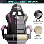 Chaise de jeu massante extra large Hoffree, chaise de bureau PC ergonomique avec haut-parleur Bluetooth et lumière RVB