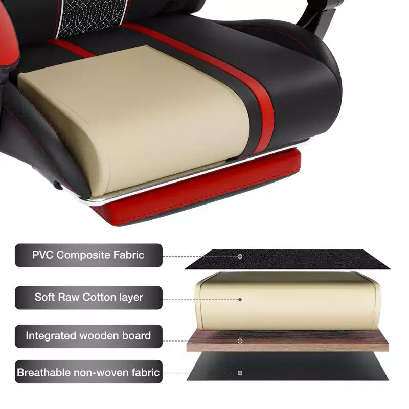 Chaise de jeu massante extra large Hoffree, chaise de bureau PC ergonomique avec haut-parleur Bluetooth et lumière RVB