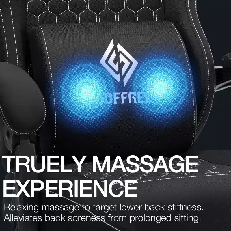 Hoffree Sedia da gaming massaggiante traspirante con poggiapiedi e regolabile, sedia da ufficio ergonomica per PC