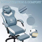 Hoffree Sedia da gaming massaggiante traspirante con poggiapiedi e regolabile, sedia da ufficio ergonomica per PC